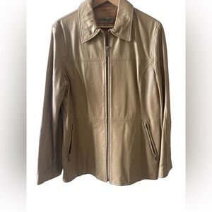 Elegant Bedoya & Sly Beige Leather Jacket – Real Leather – Classic Zip Front